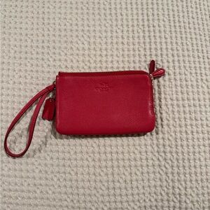 Coach Red Leather Wristlet with Classic Design